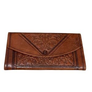 Vintage Boho Hand Crafted Brown Leather Wallet